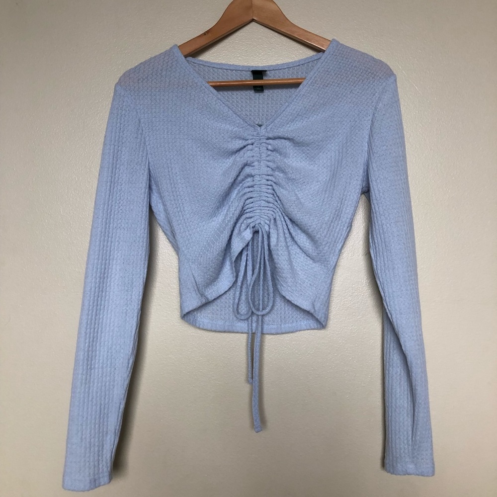 NWT Light Blue Ruched Crop Top, S || Wild Fable